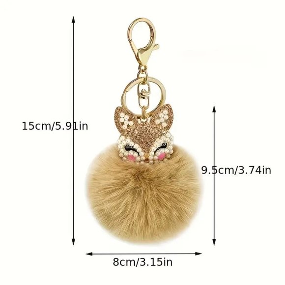 Purse Charm Black & White with Gem FOX and Link main image 1